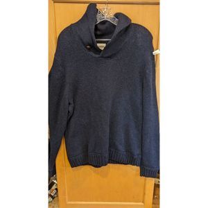 Fossil 1954 Men's  Sweater Size Large Blue‎ Chunky Cable Knit Shawl Neck